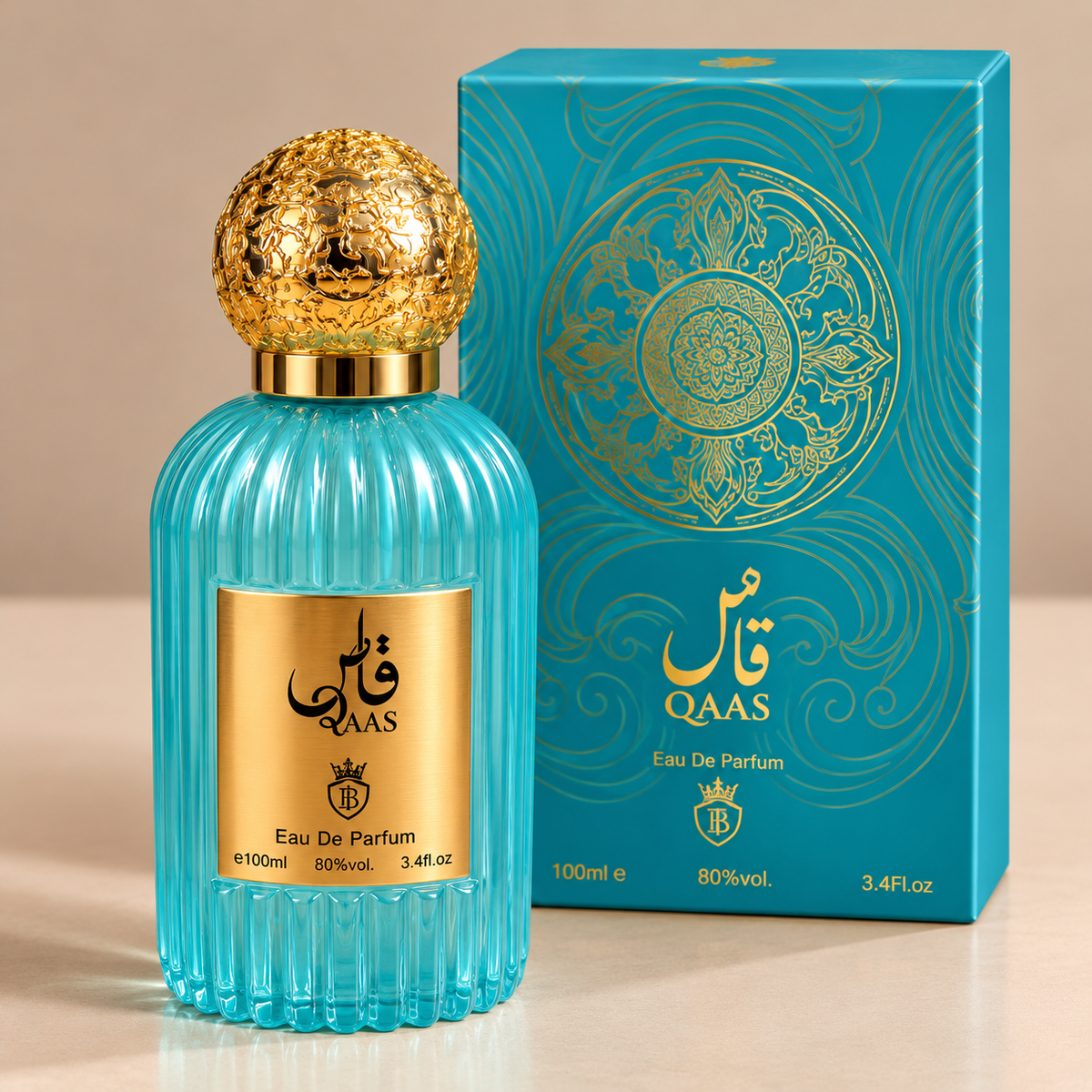 Boccetta turchese Qaas Blue Eau de Parfum TB da 100 ml